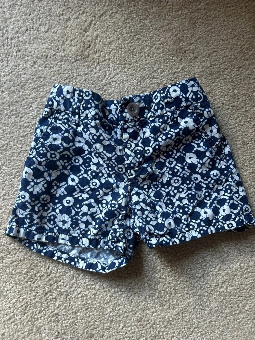 Old Navy Navy and White Floral Print Bermuda Shorts